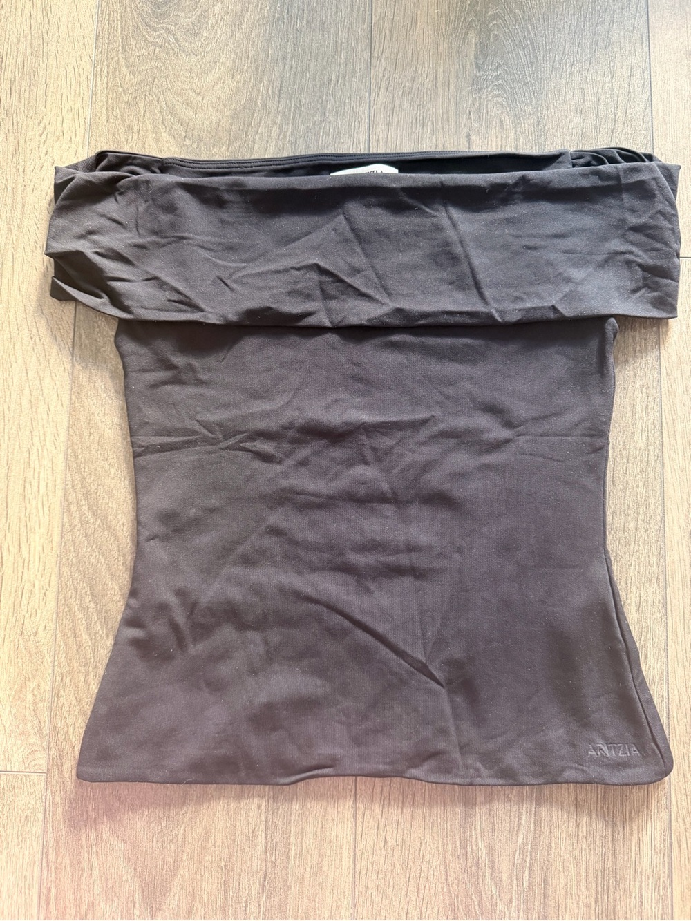 Aritzia Black Off-Shoulder Fold-Over Tank